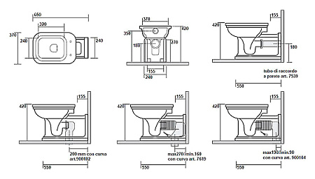 Унитаз приставной Kerasan Waldorf 411601 белый