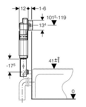 Смывной бачок скрытого монтажа  Geberit Delta 12  UP182 109.160.00.1 для унитазов