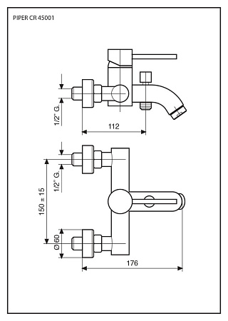 Смеситель Emmevi Piper 45001/NEO для ванны, черный матовый
