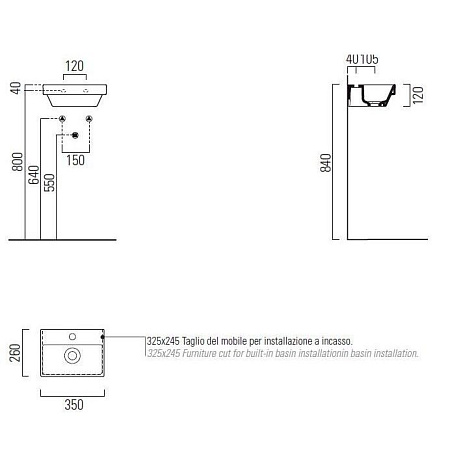 Раковина GSI Norm 8650111 35х26 белый