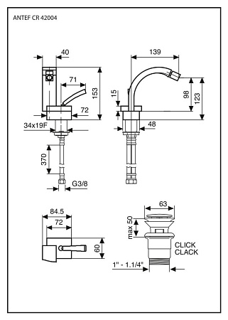 Смеситель Emmevi Antef 42004CR для биде, хром