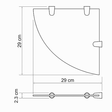 Полка WasserKRAFT K-533 стеклянная, угловая, хром