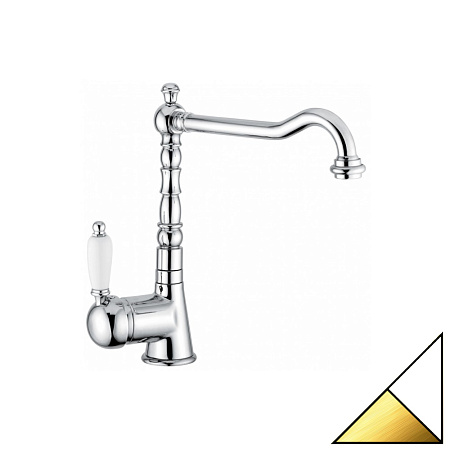 Смеситель Emmevi Laguna 40517BO для кухонной мойки, белый/золото