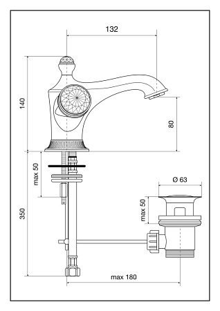 Смеситель Emmevi The One 98003VSWOR для раковины, золото