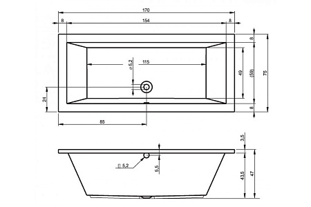 Ванна акриловая Riho Lusso B007001005 170x75