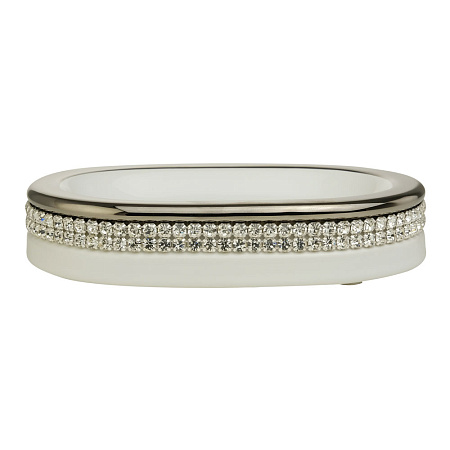 Мыльница Migliore Dubai 28456 белый, декор платина, swarovski