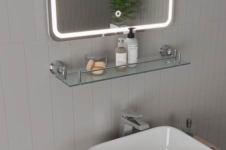 Полка стеклянная с бортиком RUSH Socotra ST12611 хром