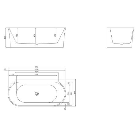 Акриловая ванна BelBagno BB409-1700-800 170x80 белый