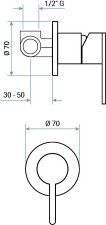 Смеситель Emmevi Filoinox 85009/IN для душа, нержавеющая сталь