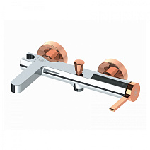 Смеситель GPD Gildo MBB165-K-R для ванны с душем хром/розовое золото