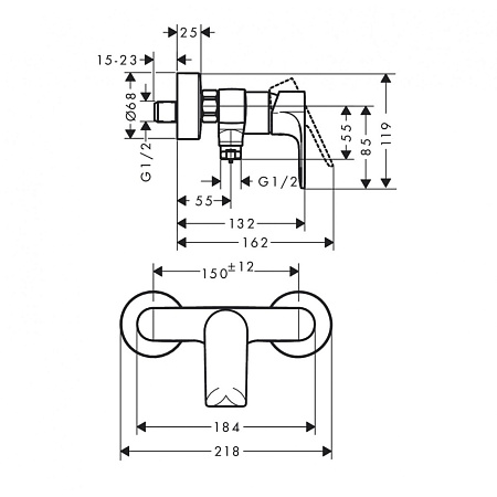 Смеситель Hansgrohe Rebris E 72650000 для душа, хром