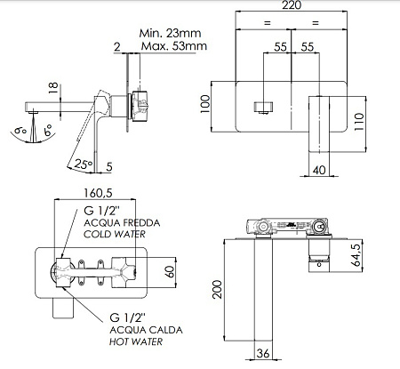 Смеситель Remer Absolute AU15 для раковины, хром