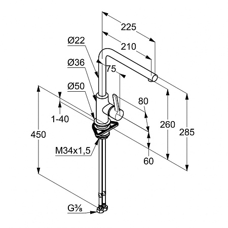 Смеситель Kludi L-Ine S 408030575 для кухонной мойки, хром