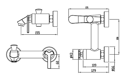 Смеситель Bravat Waterfall F673107C-01 для ванны с душем