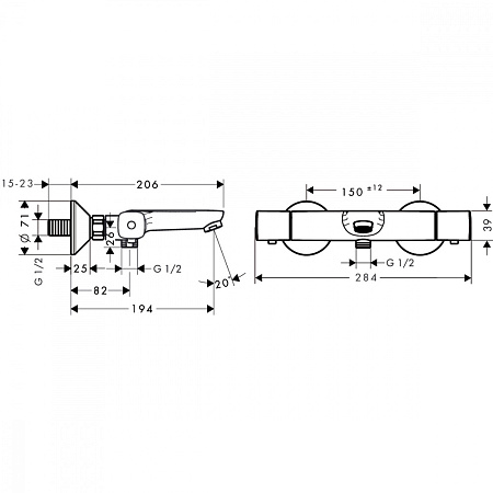 Термостат Hansgrohe Ecostat 13123000 для ванны с душем, хром
