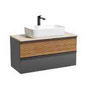 Тумба с раковиной и столешницей Sancos Delta DL100GR+TT100A1X дуб красный/графит/Kreman