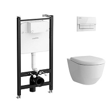 Комплект унитаз подвесной + инсталляция + кнопка Laufen PRO Rimless Z.RU93.0.771.6 клавиша белый