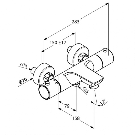 Смеситель Kludi Objekta 352010538 для ванны с душем, хром