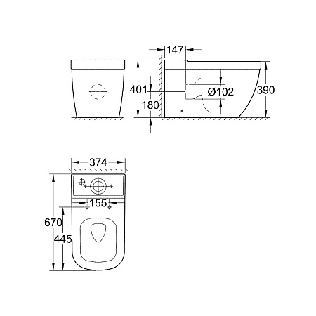 Унитаз-компакт Grohe Euro Ceramic 3933800H подводка снизу с гигиеническим покрытием