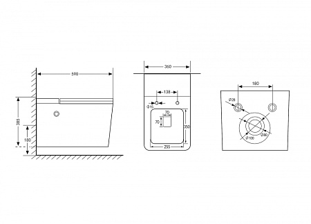 Унитаз подвесной ABBER Rechteck AC1202P с импульсным смывом, белый