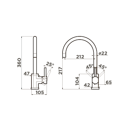Смеситель Omoikiri Wakayama-BN 4994244 для кухонной мойки, хром