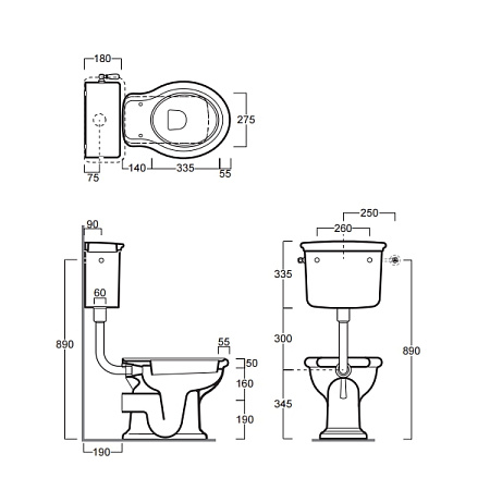 Унитаз напольный Simas Lante LA02bi с низким бачком, с боковой ручкой хром