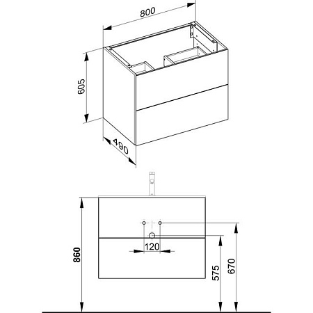 Тумба с раковиной Keuco Plan 32963110000 80 антрацит