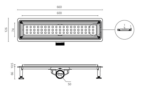 Душевой трап Ctesi Way Square BK4024130 60 хром