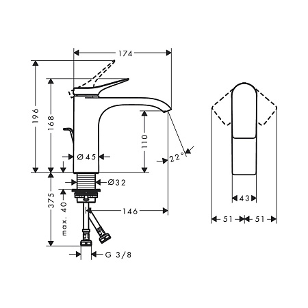 Смеситель Hansgrohe Vivenis 75020000 для раковины, хром