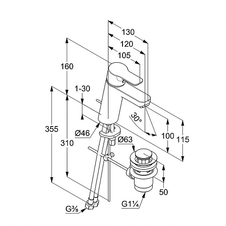 Смеситель Kludi Pure&Easy 372900565 для раковины, хром