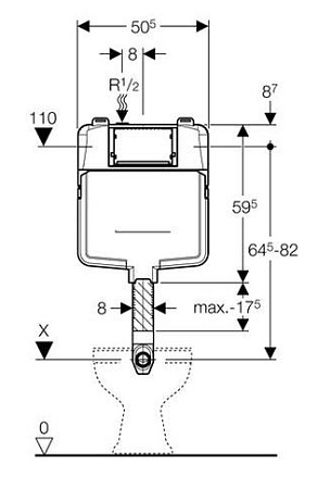 Смывной бачок скрытого монтажа Geberit UP720 109.771.00.1 для унитазов