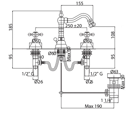 Смеситель Cezares Golf GOLF-BBS2-02 для биде