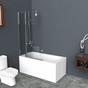 Шторка на ванну BelBagno Uno UNO-V-11-120/150-C-Cr прозрачное стекло