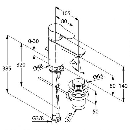 Смеситель Kludi Objekta 322330575 для раковины, хром