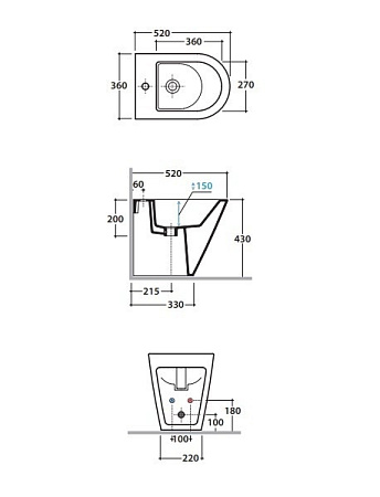 Биде напольное GLOBO Forty3 FO010.BI белый