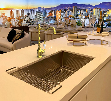 Смеситель GPD Retro MTE180-A для раковины, золото