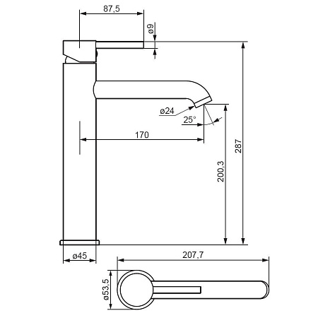 Смеситель Damixa Scandinavian Pure 360250300 для раковины черный