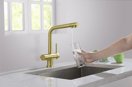 Смеситель для кухонной мойки Timo Saona 2396/17F золото матовое