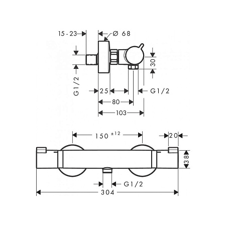 Термостат Hansgrohe Ecostat 13116670 для душа, черный матовый