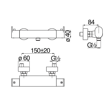 Термостат Nobili Up UP94030BM для душа, черный матовый