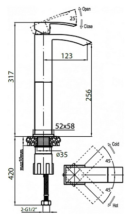 Смеситель Cezares Quattro QUATTRO-C-LC-01-W0 для раковины