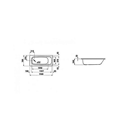 Ванна стальная Laufen Pro 2.2195.3.000.040.1 150х70 см