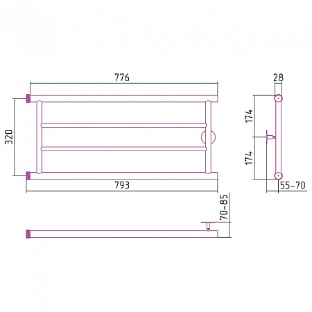 Полотенцесушитель водяной Стилье Минор 0600 32х80 хром