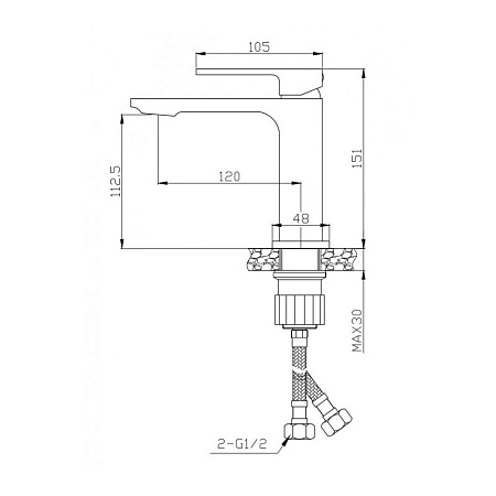 Смеситель BelBagno Luce LUC-LVM-CRM для раковины, хром