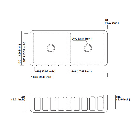 Мойка кухонная Kerasan Hannah Surrey 545101 100x47 белый