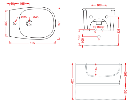 Биде подвесное ArtCeram Atelier ATB001 41;00 marrone matera