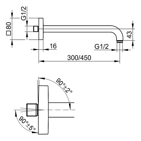 Кронштейн для верхнего душа Keuco 53088010402 хром