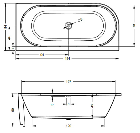 Ванна акриловая Riho Desire B088001005 184x84 L