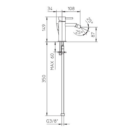 Смеситель Palazzani Digit 49411138 для биде, черный матовый