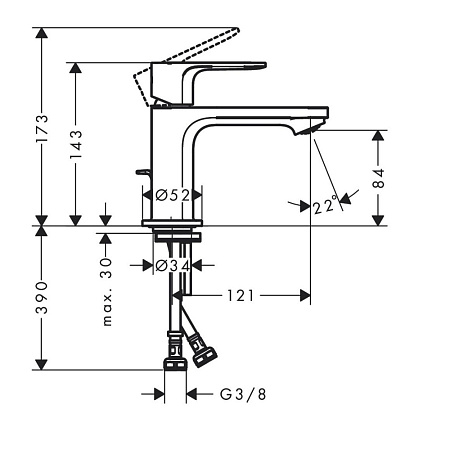 Смеситель Hansgrohe Rebris E 72550000 для раковины, хром
